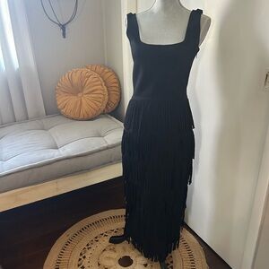 Endless Rose Elegant Black Fringe Dress